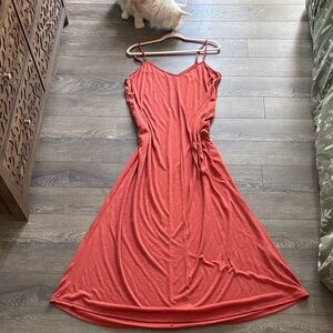 Elegant Coral Spaghetti Strap Dress